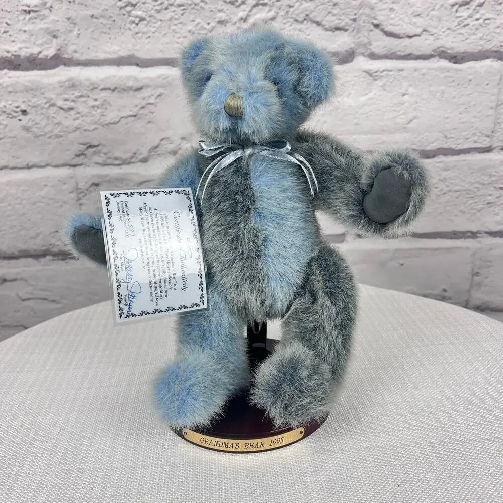 Mary‎ Meyer Grandma's Bear 1995 LE 589/2500 Jointed Blue Gray Plush Teddy Bear